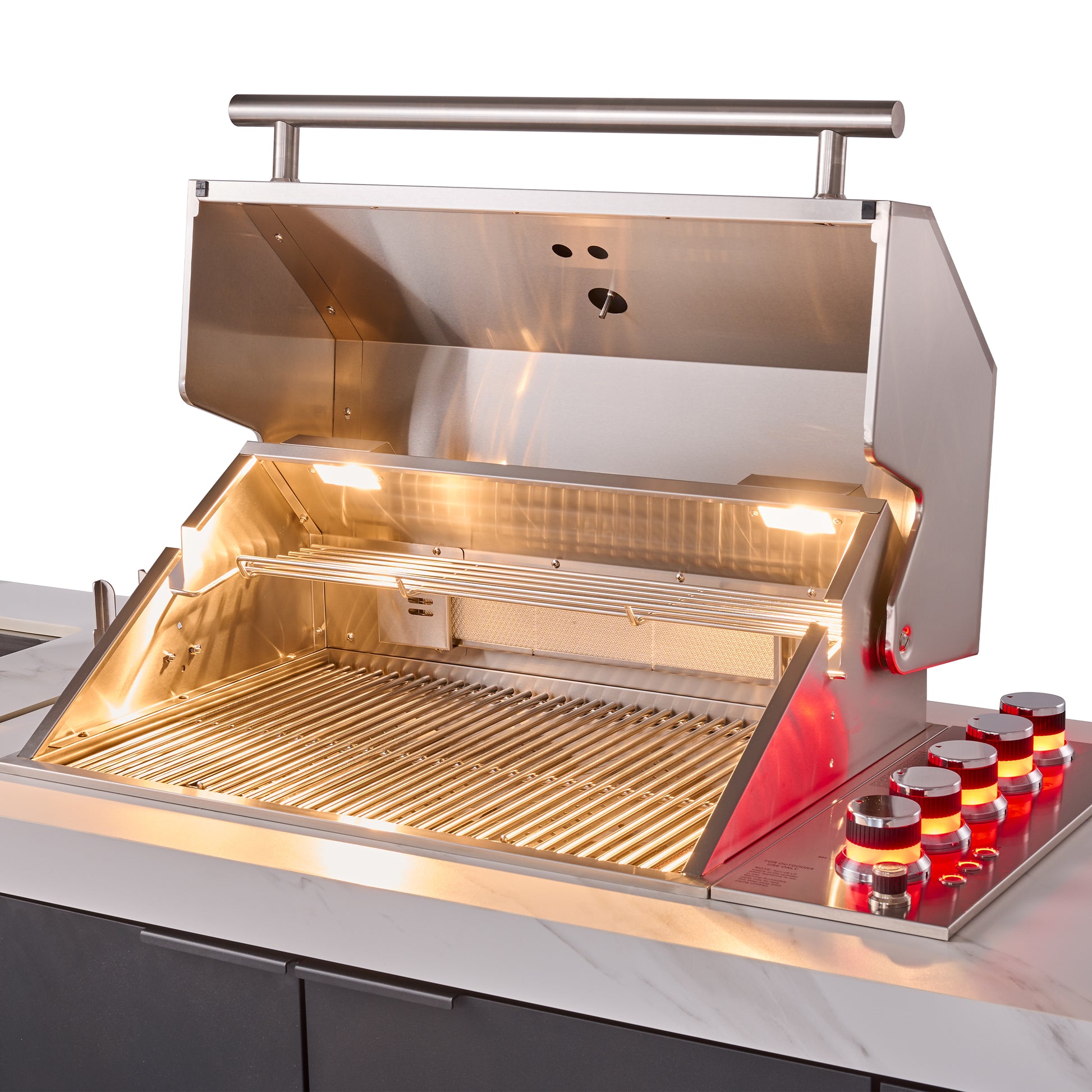 Forno Rimini Outdoor Kitchen: 30" BBQ 62,600 BTU, 4.8 cu.ft. Refrigerators, White Countertops - Forno Appliances