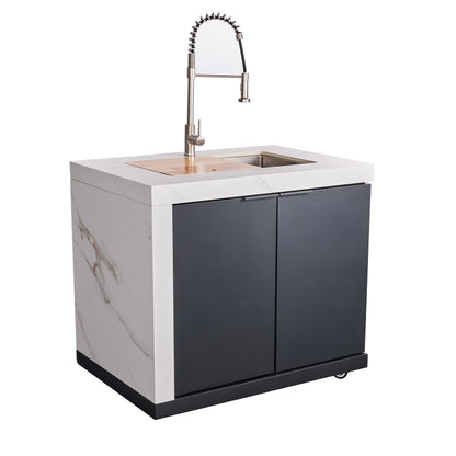 Forno Rimini Outdoor Kitchen: 30" BBQ 62,600 BTU, 4.8 cu.ft. Refrigerators, White Countertops - Forno Appliances