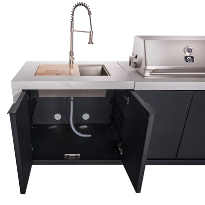 Forno Rimini Outdoor Kitchen: 30" BBQ 62,600 BTU, 4.8 cu.ft. Refrigerators, White Countertops - Forno Appliances