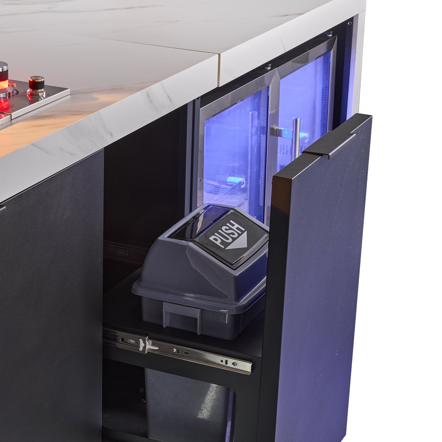Forno Rimini Outdoor Kitchen: 30" BBQ 62,600 BTU, 4.8 cu.ft. Refrigerators, White Countertops - Forno Appliances