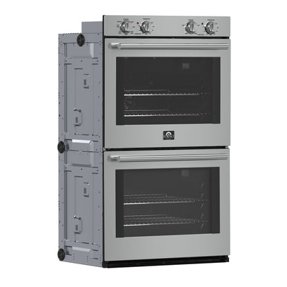 Forno Vomero 30-Inch Double Wall Oven, Stainless Steel, 10 cu.ft Total Capacity, 7100W Convection, Mechanical Controls, Self-Cleaning Function - Forno Appliances