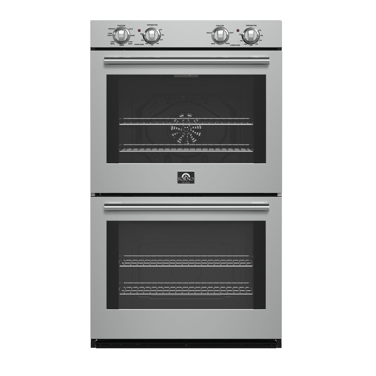 Forno Vomero 30-Inch Double Wall Oven, Stainless Steel, 10 cu.ft Total Capacity, 7100W Convection, Mechanical Controls, Self-Cleaning Function - Forno Appliances