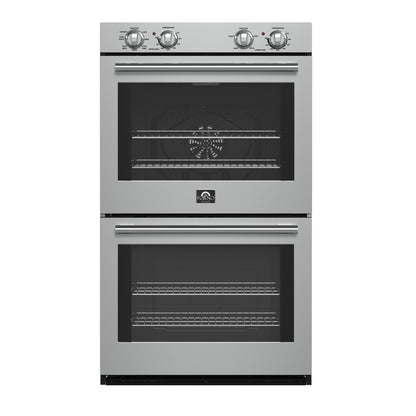Forno Vomero 30-Inch Double Wall Oven, Stainless Steel, 10 cu.ft Total Capacity, 7100W Convection, Mechanical Controls, Self-Cleaning Function - Forno Appliances