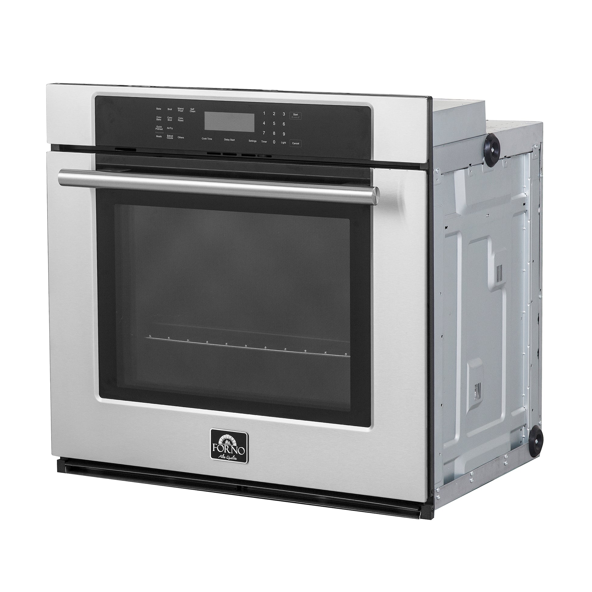 Forno Villarosa 30-Inch Electric Wall Oven, Stainless Steel, 5.0 cu.ft Capacity, Air Fry, Steam Cleaning, Glass Touch Controls - Forno Appliances