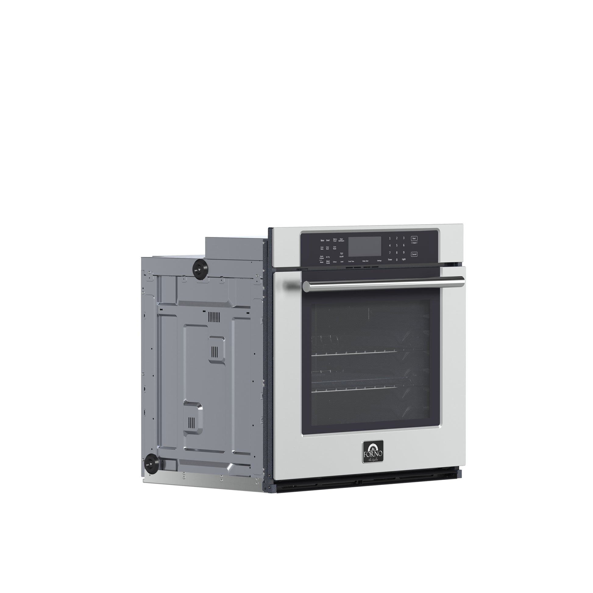 Forno Villarosa 30-Inch Electric Wall Oven, Stainless Steel, 5.0 cu.ft Capacity, Air Fry, Steam Cleaning, Glass Touch Controls - Forno Appliances