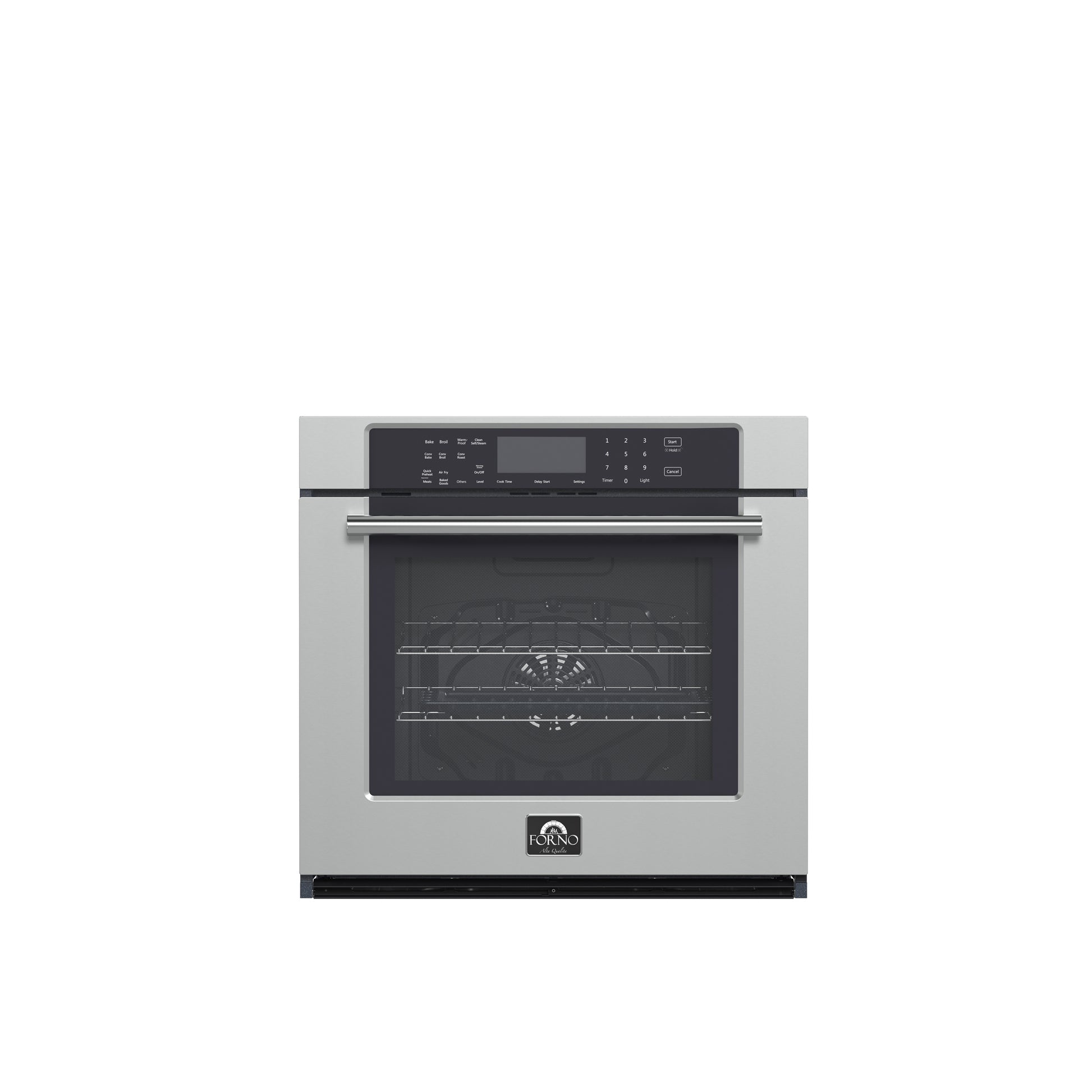 Forno Villarosa 30-Inch Electric Wall Oven, Stainless Steel, 5.0 cu.ft Capacity, Air Fry, Steam Cleaning, Glass Touch Controls - Forno Appliances