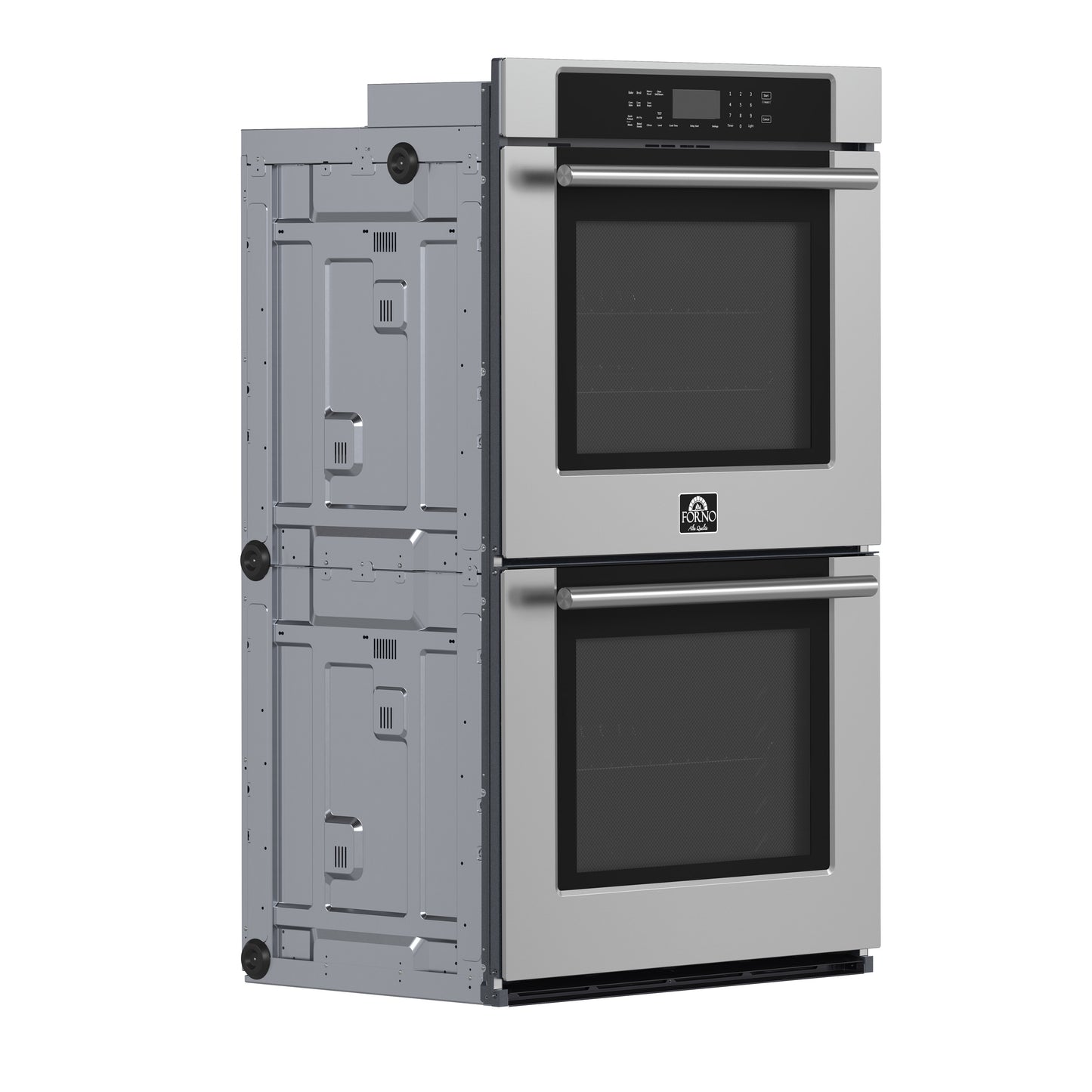 Forno Villarosa 30-Inch Built-In Double Wall Oven, Stainless Steel, Convection Cooking, Touch Control Panel, Self-Cleaning Function - Forno Appliances