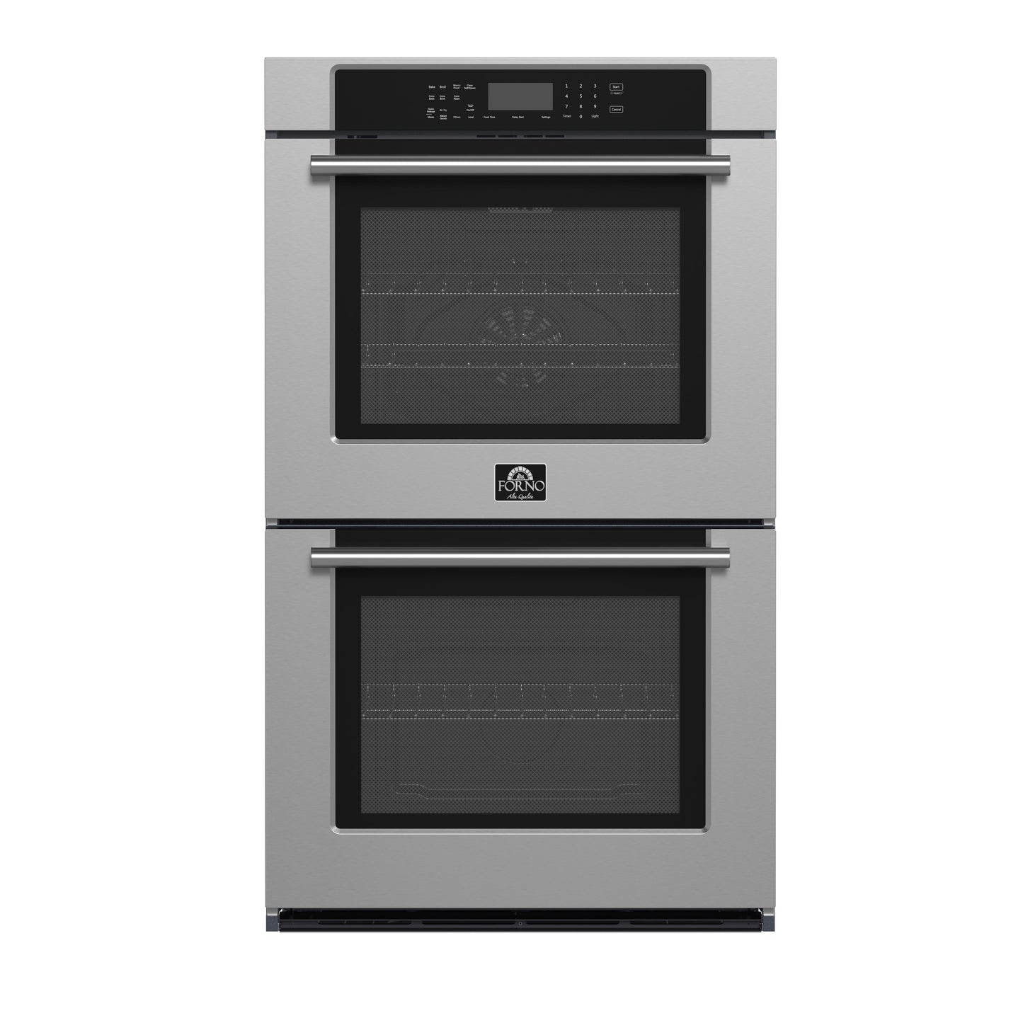 Forno Villarosa 30-Inch Built-In Double Wall Oven, Stainless Steel, Convection Cooking, Touch Control Panel, Self-Cleaning Function - Forno Appliances