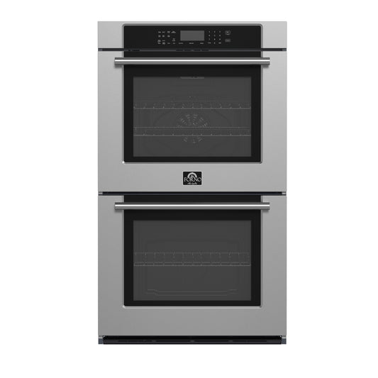 Forno Villarosa 30-Inch Built-In Double Wall Oven, Stainless Steel, Convection Cooking, Touch Control Panel, Self-Cleaning Function - Forno Appliances
