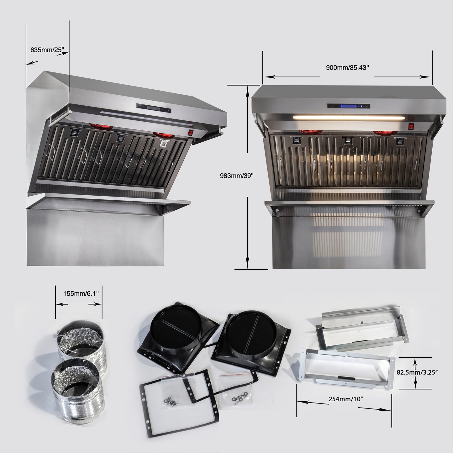 Forno Savona 36-Inch Wall Mount Range Hood, Baffle Filters, Backsplash Included - Forno Appliances