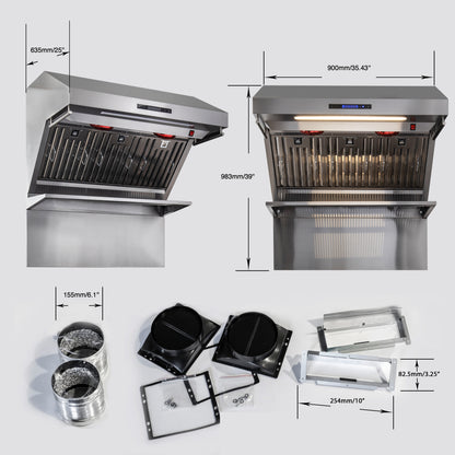 Forno Savona 36-Inch Wall Mount Range Hood, Baffle Filters, Backsplash Included - Forno Appliances
