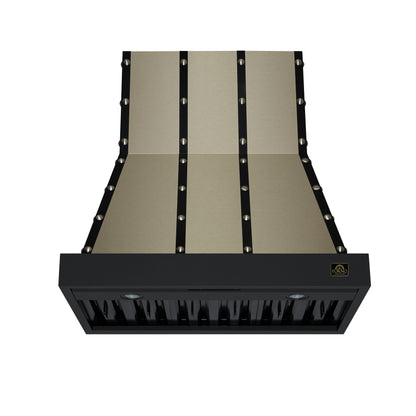 Valente 36" Range Hood in Black with 427 CFM, 3 speeds, Dishwasher safe Baffle filters, LED Lights and Remote Control - Forno Appliances