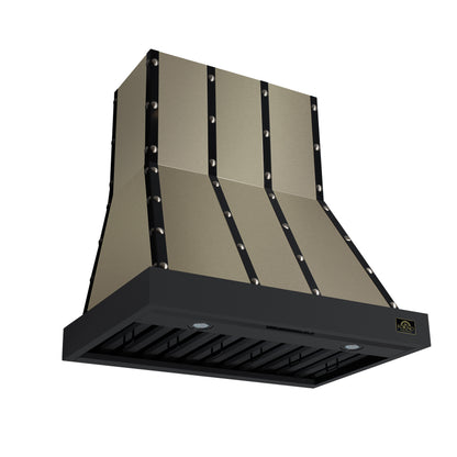 Valente 36" Range Hood in Black with 427 CFM, 3 speeds, Dishwasher safe Baffle filters, LED Lights and Remote Control - Forno Appliances