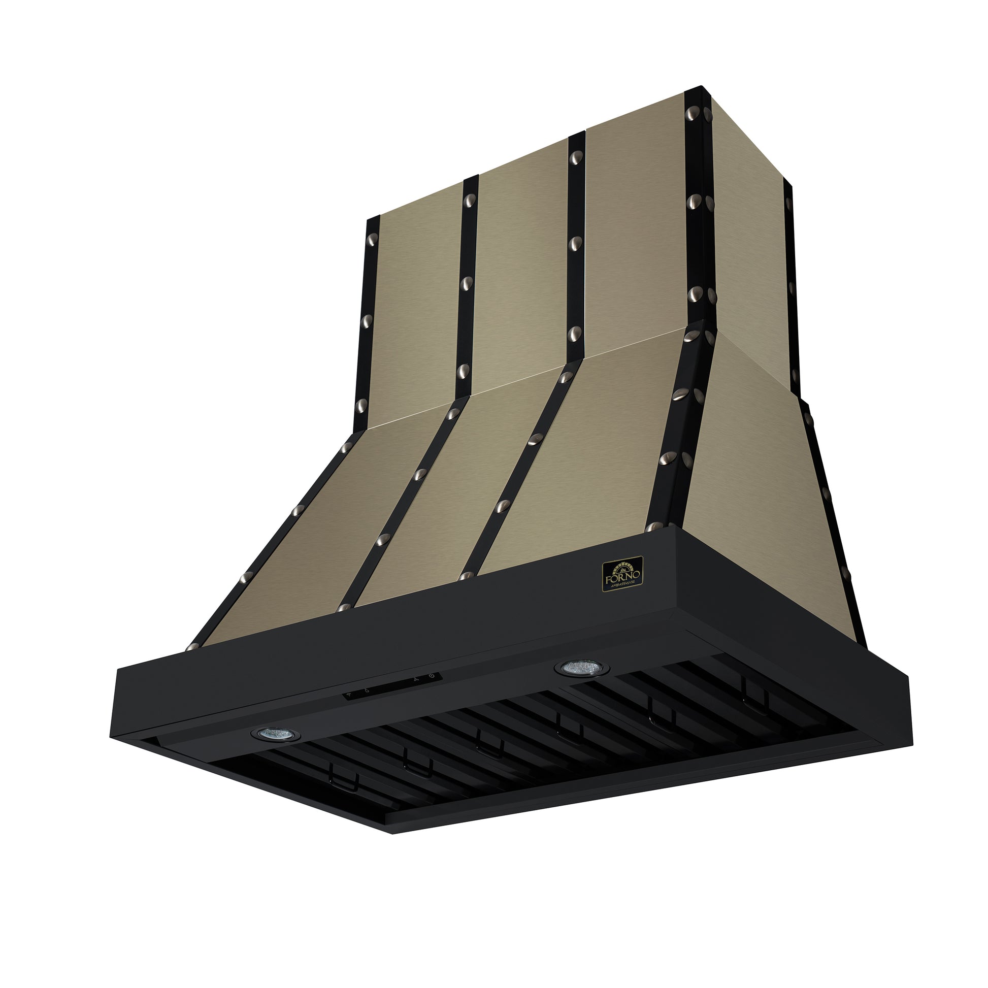 Valente 36" Range Hood in Black with 427 CFM, 3 speeds, Dishwasher safe Baffle filters, LED Lights and Remote Control - Forno Appliances