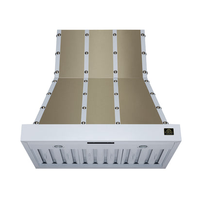 Valente 36" Range Hood in White with 427 CFM, 3 speeds, Dishwasher safe Baffle filters, LED Lights and Remote Control - Forno Appliances