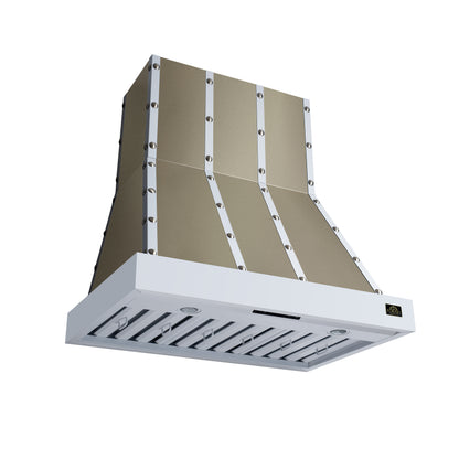 Valente 36" Range Hood in White with 427 CFM, 3 speeds, Dishwasher safe Baffle filters, LED Lights and Remote Control - Forno Appliances