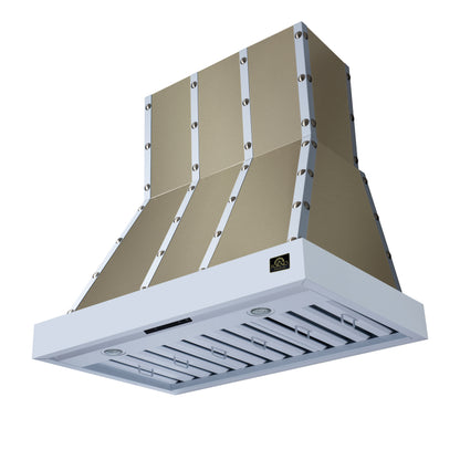Valente 36" Range Hood in White with 427 CFM, 3 speeds, Dishwasher safe Baffle filters, LED Lights and Remote Control - Forno Appliances
