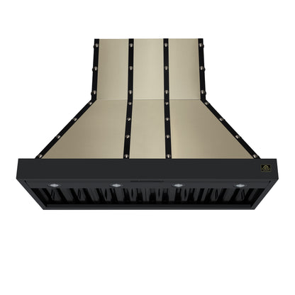 Valente 48" Range Hood in Black with 304 CFM, 3 speeds, Dishwasher safe Baffle filters, LED Lights and Remote Control - Forno Appliances