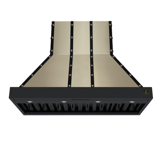 Valente 48" Range Hood in Black with 304 CFM, 3 speeds, Dishwasher safe Baffle filters, LED Lights and Remote Control - Forno Appliances