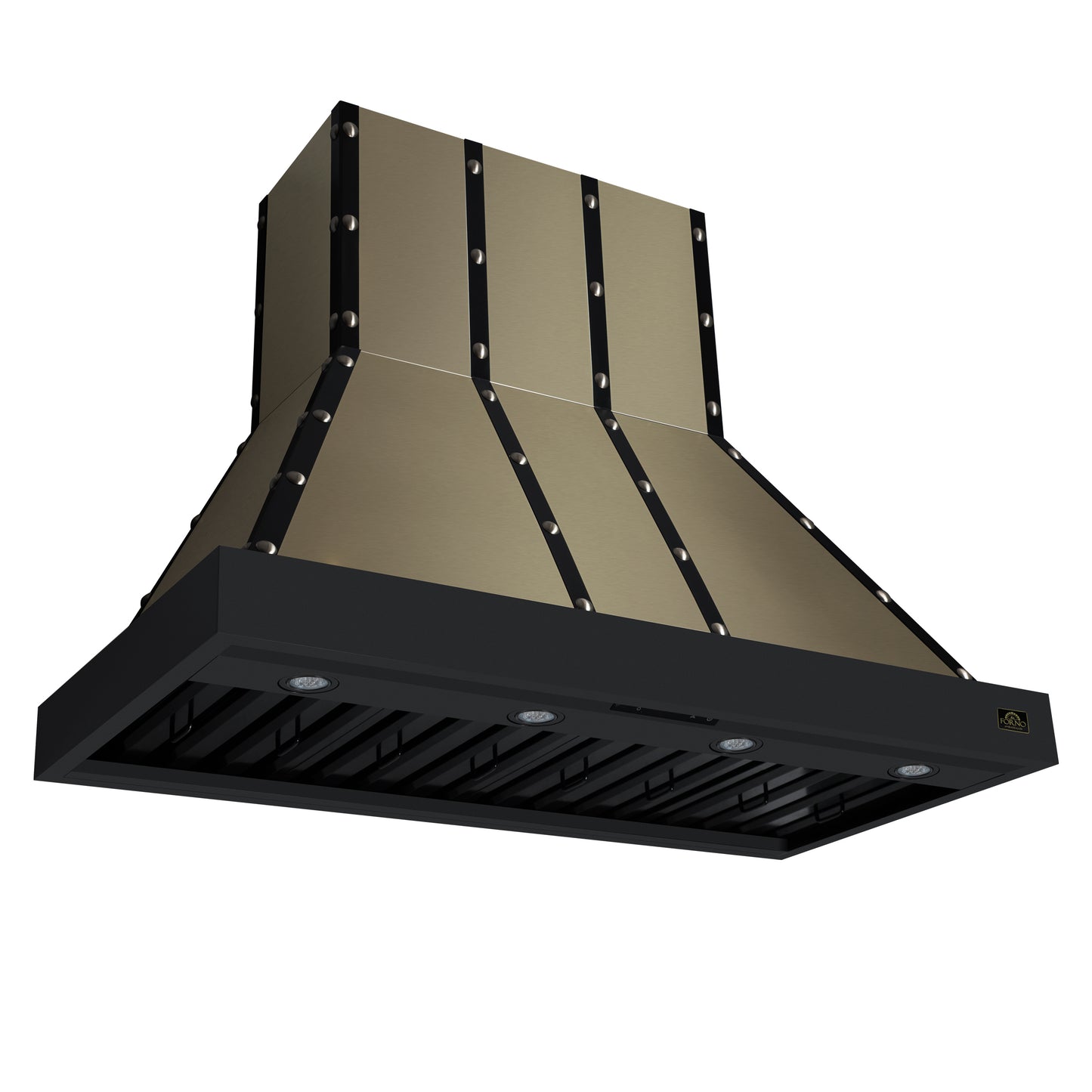 Valente 48" Range Hood in Black with 304 CFM, 3 speeds, Dishwasher safe Baffle filters, LED Lights and Remote Control - Forno Appliances
