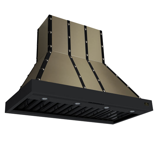 Valente 48" Range Hood in Black with 304 CFM, 3 speeds, Dishwasher safe Baffle filters, LED Lights and Remote Control - Forno Appliances