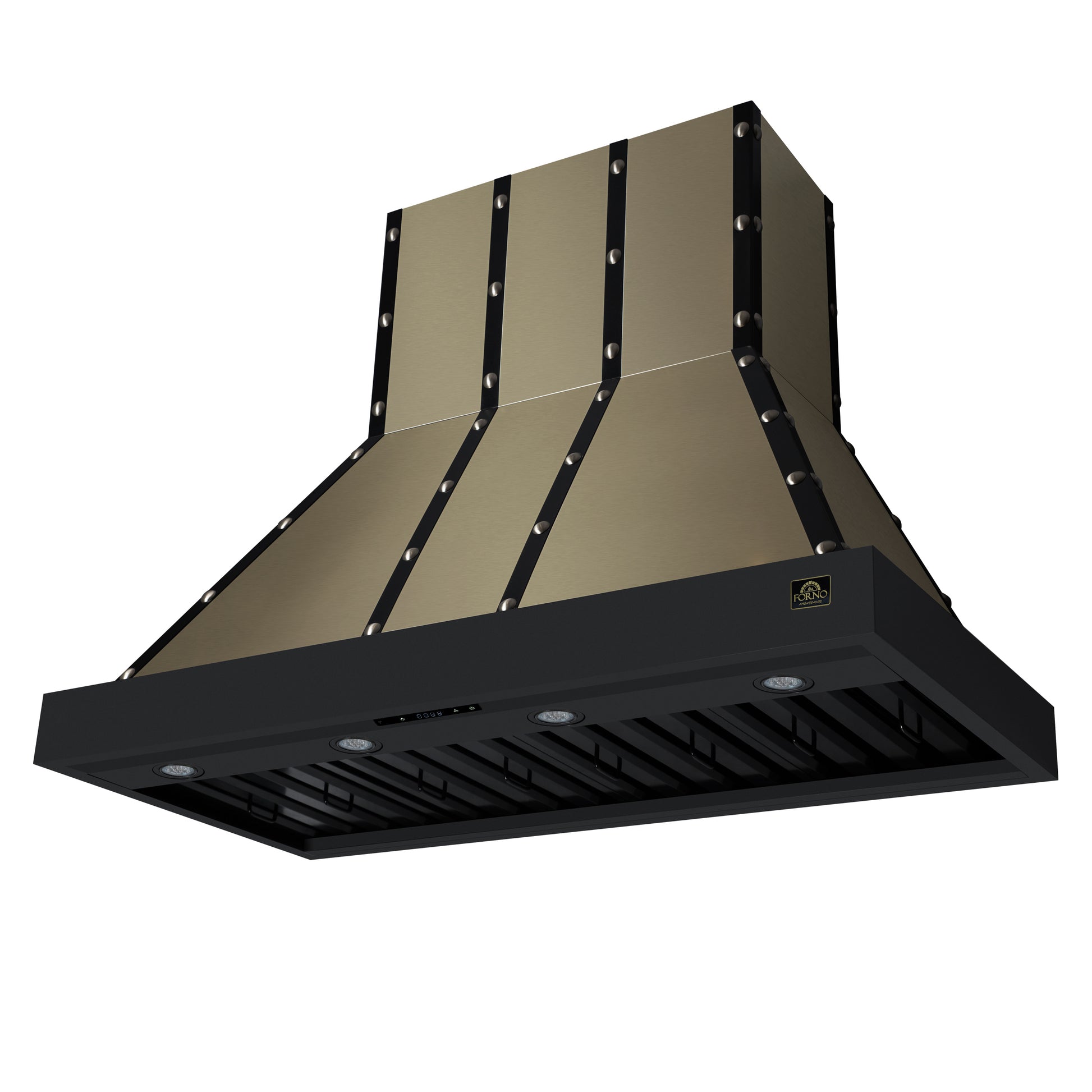 Valente 48" Range Hood in Black with 304 CFM, 3 speeds, Dishwasher safe Baffle filters, LED Lights and Remote Control - Forno Appliances