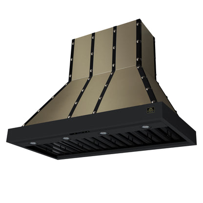 Valente 48" Range Hood in Black with 304 CFM, 3 speeds, Dishwasher safe Baffle filters, LED Lights and Remote Control - Forno Appliances