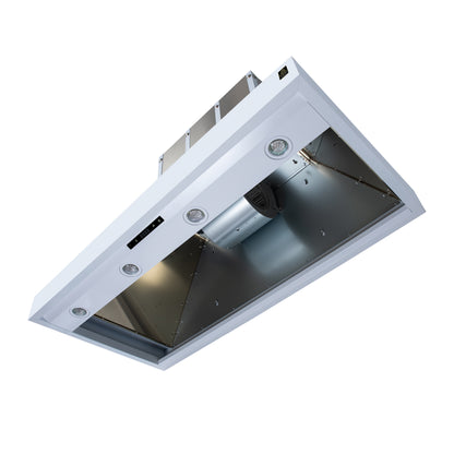 Valente 48" Range Hood in White with 304 CFM, 3 speeds, Dishwasher safe Baffle filters, LED Lights and Remote Control - Forno Appliances