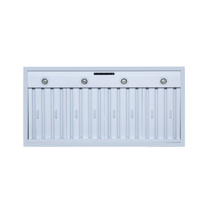 Valente 48" Range Hood in White with 304 CFM, 3 speeds, Dishwasher safe Baffle filters, LED Lights and Remote Control - Forno Appliances