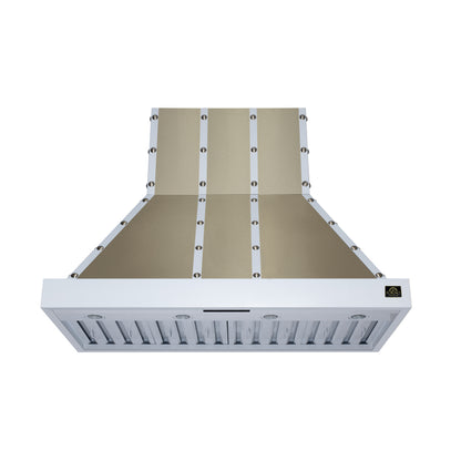 Valente 48" Range Hood in White with 304 CFM, 3 speeds, Dishwasher safe Baffle filters, LED Lights and Remote Control - Forno Appliances