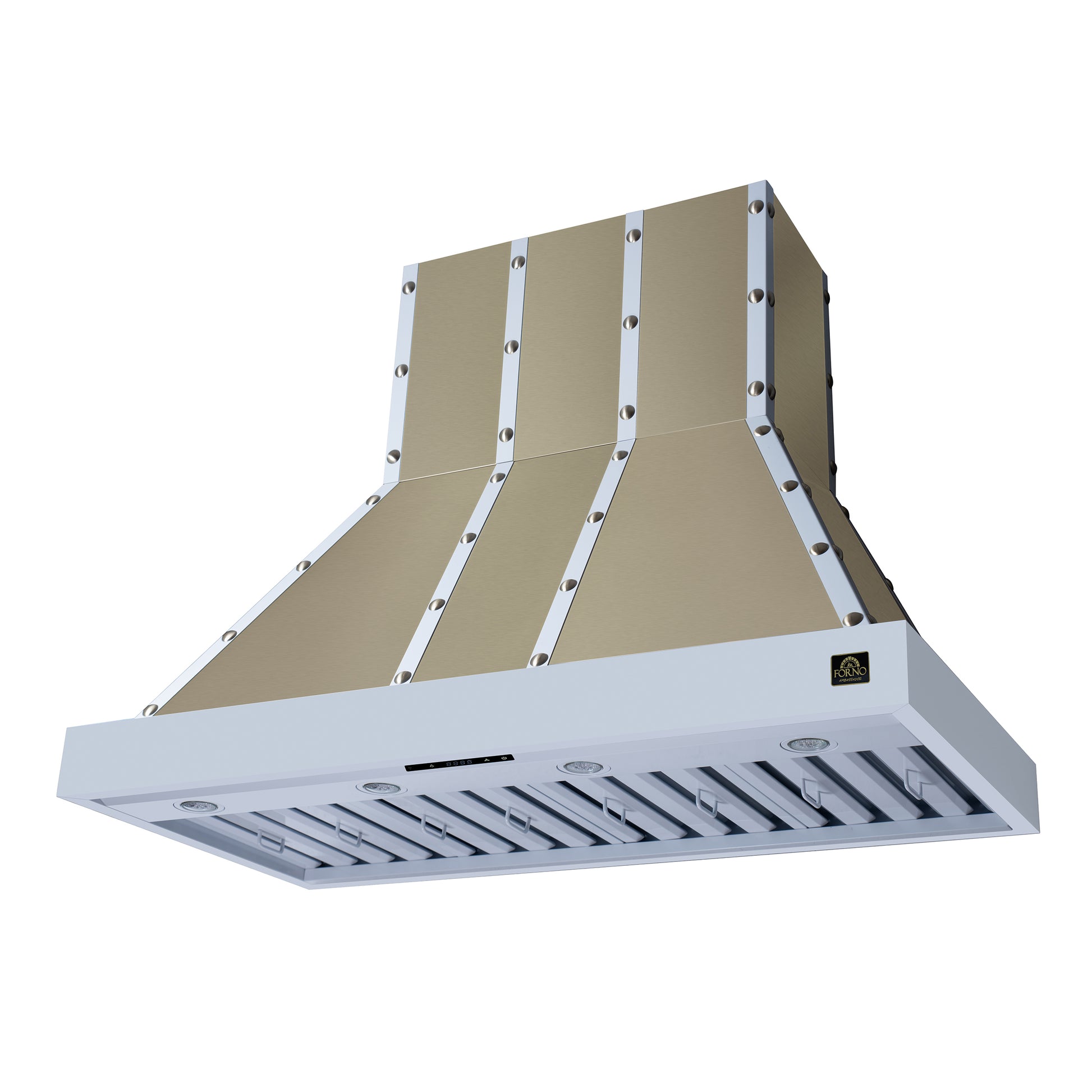 Valente 48" Range Hood in White with 304 CFM, 3 speeds, Dishwasher safe Baffle filters, LED Lights and Remote Control - Forno Appliances