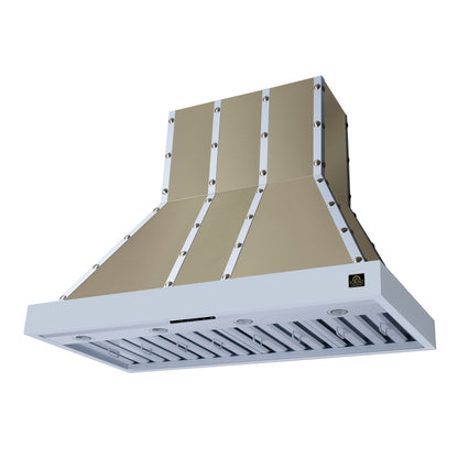 Valente 48" Range Hood in White with 304 CFM, 3 speeds, Dishwasher safe Baffle filters, LED Lights and Remote Control - Forno Appliances