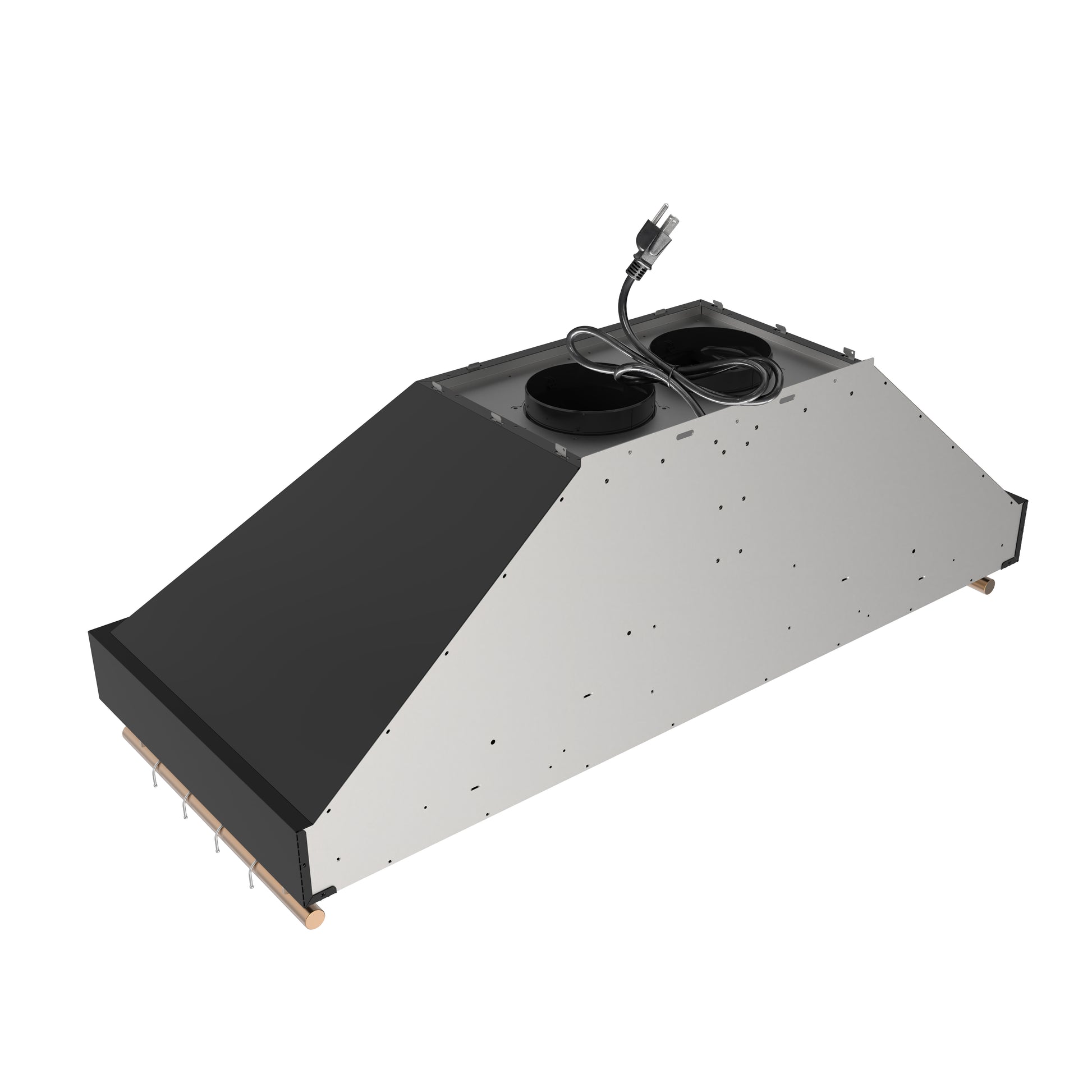 Forno Venezia 48 Inch Wall-Mounted Range Hood in Black with Antique Brass Accessories, Touch Controls and Baffle Filters - Forno Appliances