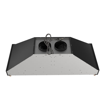 Forno Venezia 48 Inch Wall-Mounted Range Hood in Black with Antique Brass Accessories, Touch Controls and Baffle Filters - Forno Appliances