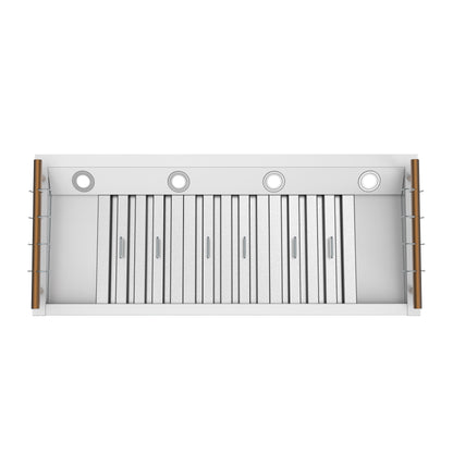 Forno Venezia 48 Inch Wall-Mounted Range Hood in White with Antique Brass Accessories, Touch Controls and Baffle Filters - Forno Appliances