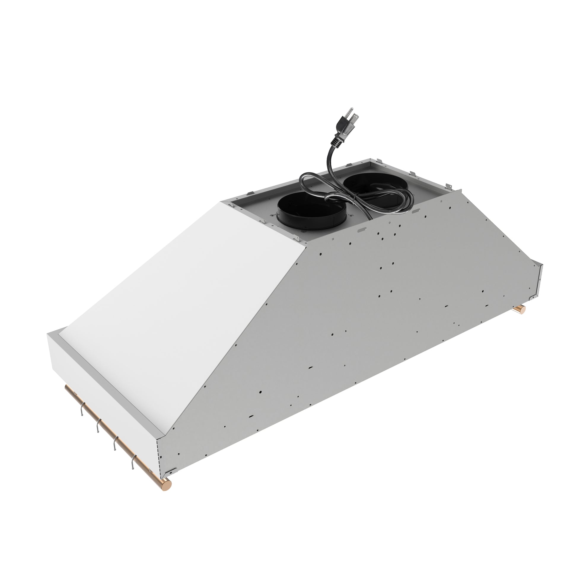 Forno Venezia 48 Inch Wall-Mounted Range Hood in White with Antique Brass Accessories, Touch Controls and Baffle Filters - Forno Appliances