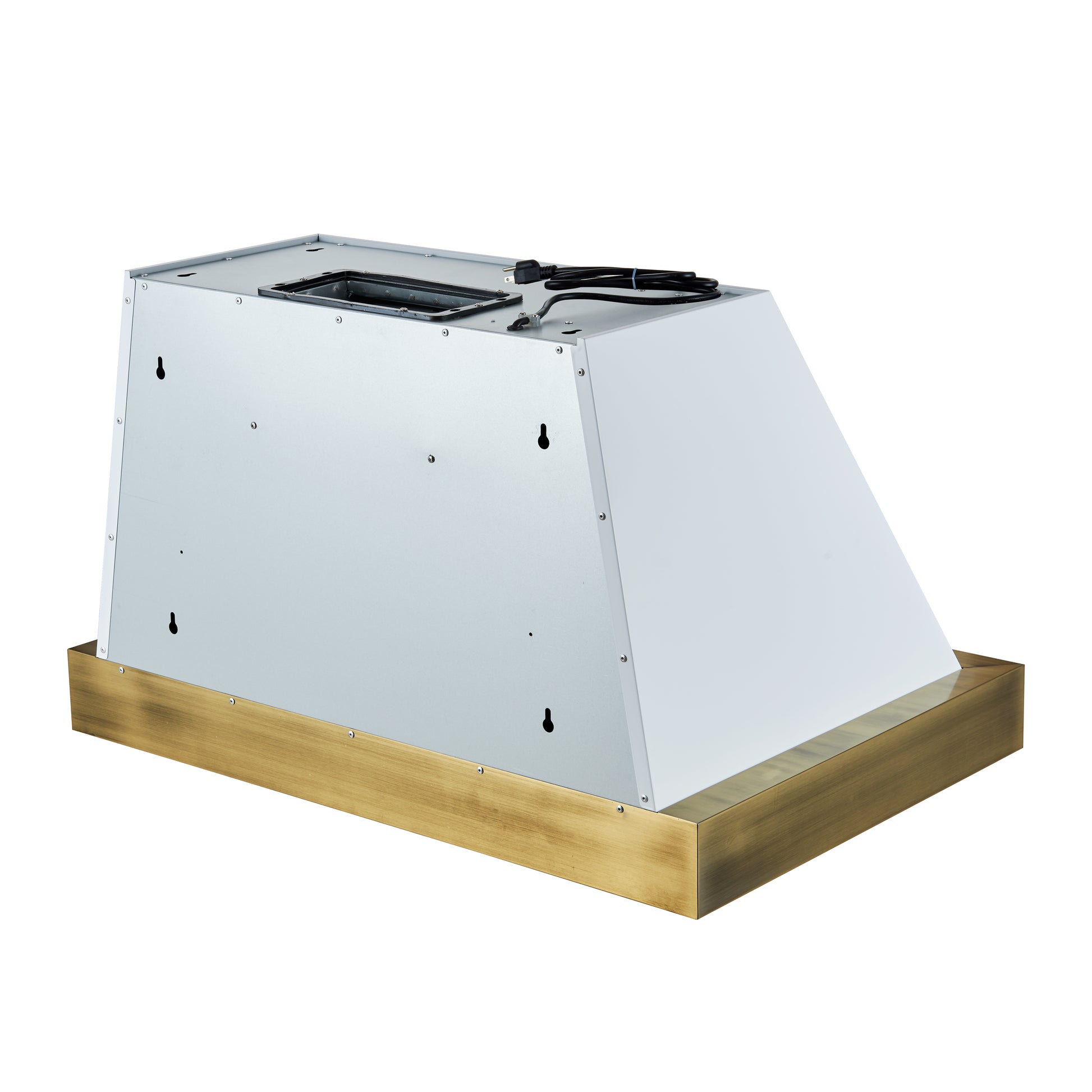 Forno Vittorio 36-Inch Wall Mount Range Hood, White with Antique Brass Trim, 424 CFM Airflow, Dishwasher-Safe Baffle Filters, Remote Control, 3-Speed Fan, Bright LED Lighting. - Forno Appliances