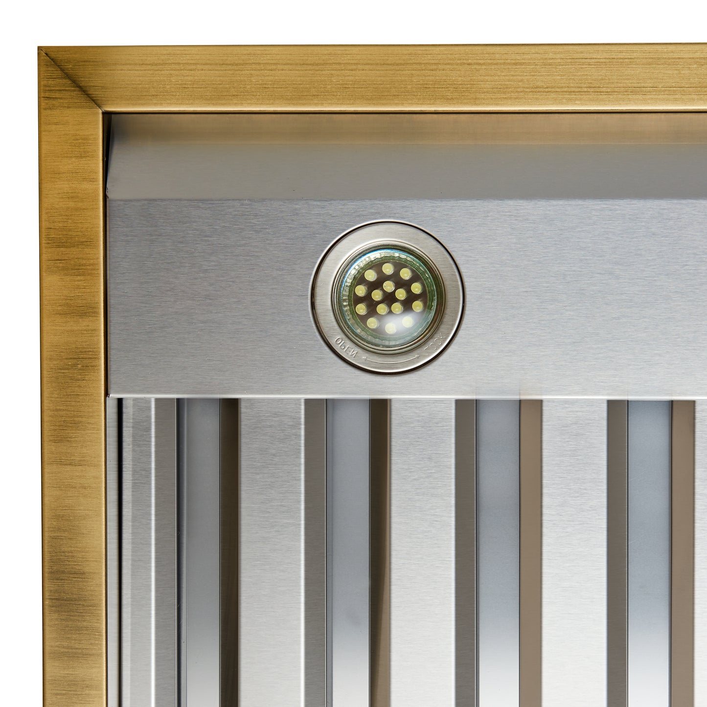 Forno Vittorio 48-Inch Wall Mount Range Hood, Black with Antique Brass Trim, 424 CFM Airflow, Dishwasher-Safe Baffle Filters, Remote Control, 3-Speed Fan, Bright LED Lighting. - Forno Appliances