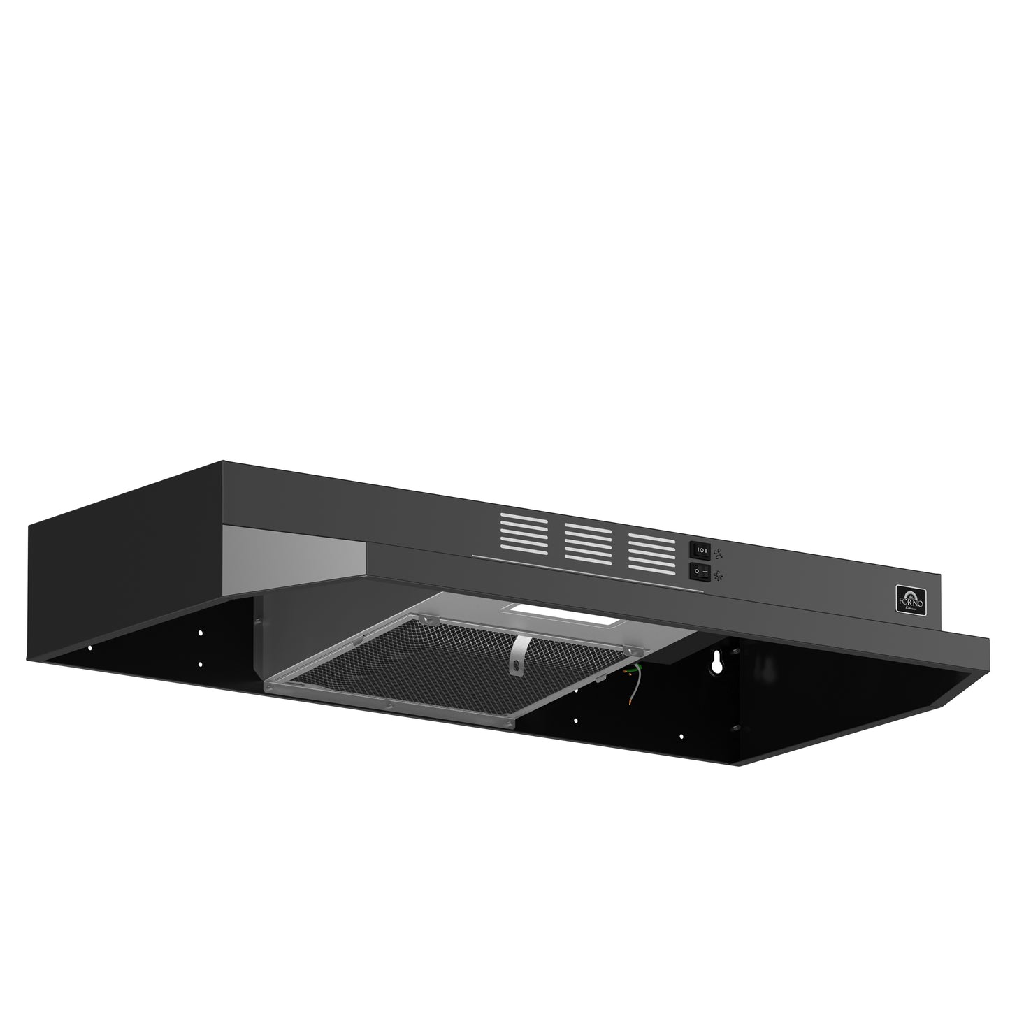Forno Cappa 30-Inch Under Cabinet Range Hood, Black, 200 CFM, Convertible, LED Lighting - Forno Appliances