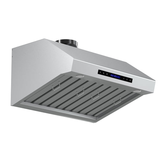 Forno Palazzo 30-Inch Wall Mounted Range Hood, Stainless Steel, Heavy Duty Baffle Filters, Remote Control - Forno Appliances