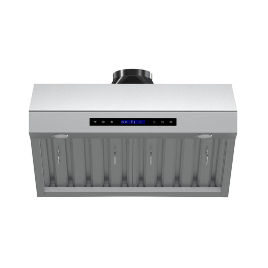 Forno Palazzo 30-Inch Wall Mounted Range Hood, Stainless Steel, Heavy Duty Baffle Filters, Remote Control - Forno Appliances