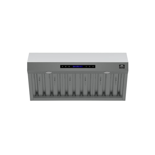 Forno Palazzo 36-Inch Wall Mounted Range Hood, Stainless Steel, Heavy Duty Baffle Filters, Remote Control