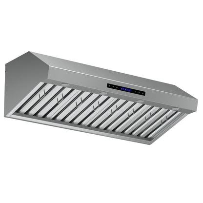 Forno Palazzo 48-Inch Wall Mounted Range Hood, Stainless Steel, Heavy Duty Baffle Filters, Remote Control - Forno Appliances