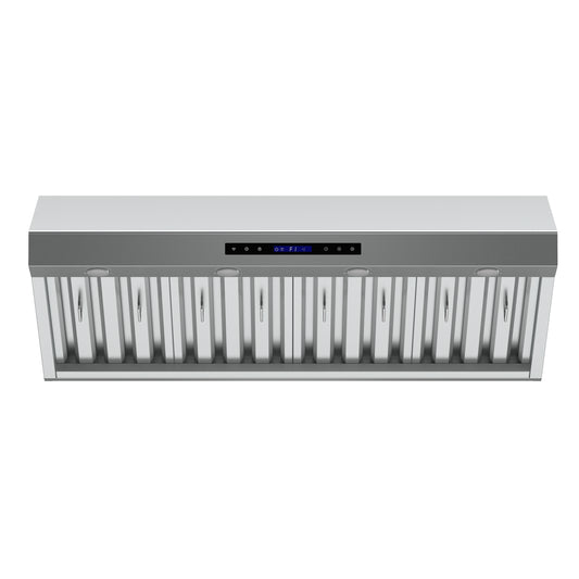 Forno Palazzo 48-Inch Wall Mounted Range Hood, Stainless Steel, Heavy Duty Baffle Filters, Remote Control - Forno Appliances