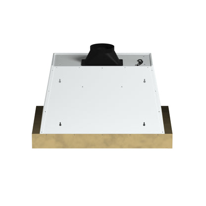 Forno Vittorio 36-Inch Wall Mount Range Hood, White with Antique Brass Trim, 424 CFM Airflow, Dishwasher-Safe Baffle Filters, Remote Control, 3-Speed Fan, Bright LED Lighting. - Forno Appliances