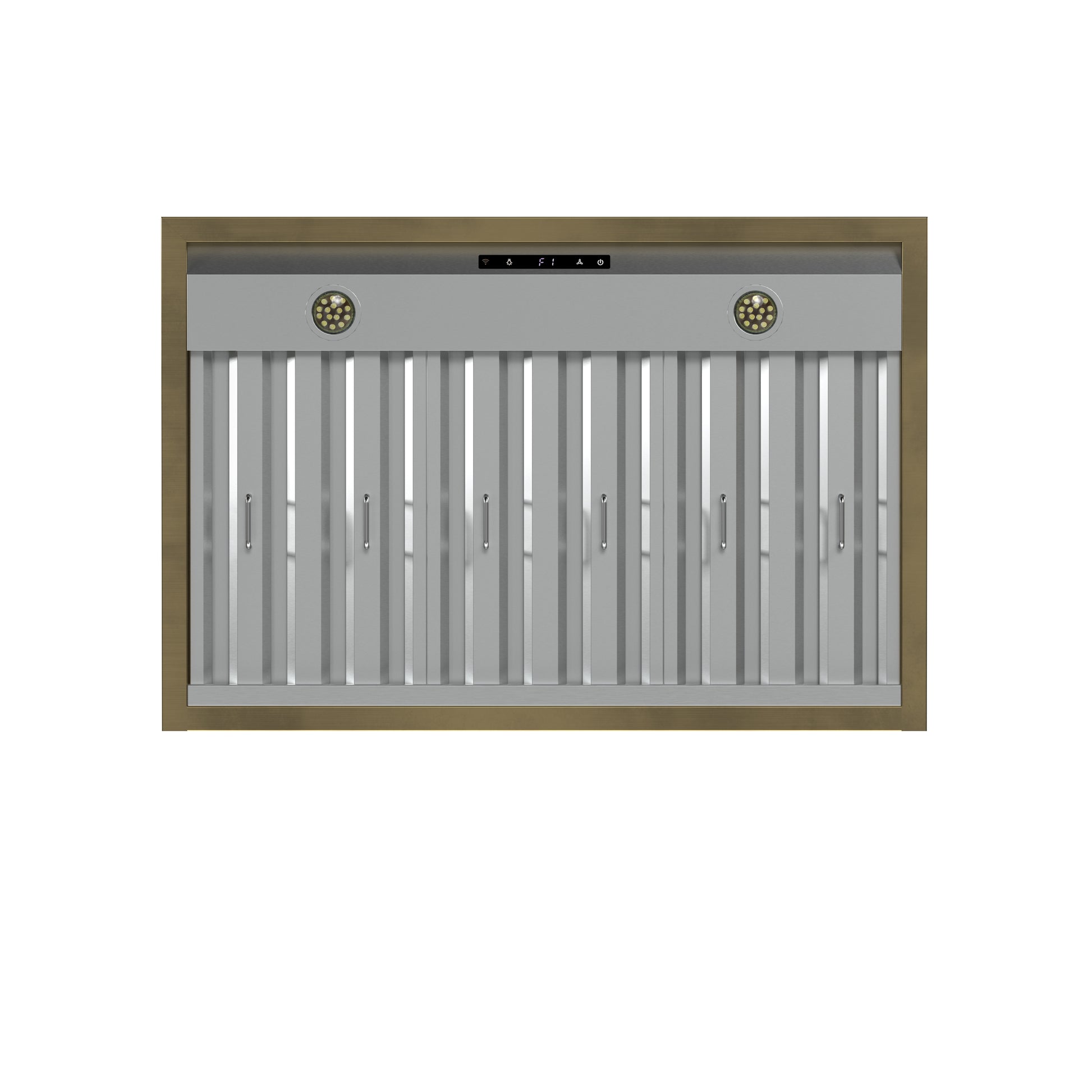 Forno Vittorio 36-Inch Wall Mount Range Hood, White with Antique Brass Trim, 424 CFM Airflow, Dishwasher-Safe Baffle Filters, Remote Control, 3-Speed Fan, Bright LED Lighting. - Forno Appliances