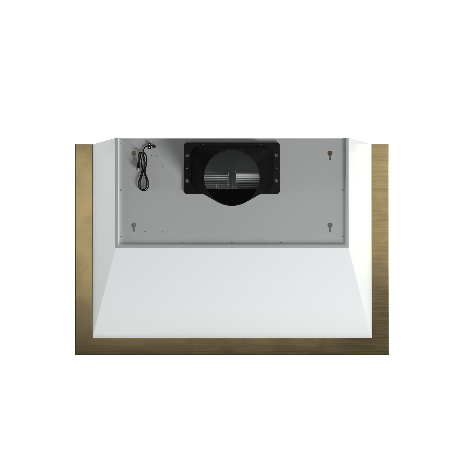 Forno Vittorio 36-Inch Wall Mount Range Hood, White with Antique Brass Trim, 424 CFM Airflow, Dishwasher-Safe Baffle Filters, Remote Control, 3-Speed Fan, Bright LED Lighting. - Forno Appliances