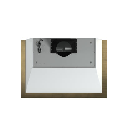 Forno Vittorio 36-Inch Wall Mount Range Hood, White with Antique Brass Trim, 424 CFM Airflow, Dishwasher-Safe Baffle Filters, Remote Control, 3-Speed Fan, Bright LED Lighting. - Forno Appliances