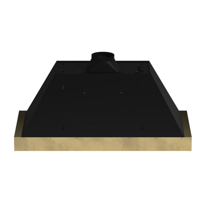 Forno Vittorio 48-Inch Wall Mount Range Hood, Black with Antique Brass Trim, 424 CFM Airflow, Dishwasher-Safe Baffle Filters, Remote Control, 3-Speed Fan, Bright LED Lighting. - Forno Appliances