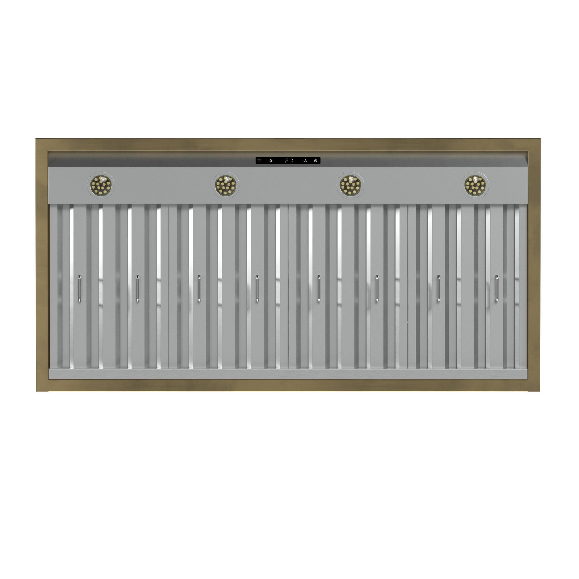 Forno Vittorio 48-Inch Wall Mount Range Hood, Black with Antique Brass Trim, 424 CFM Airflow, Dishwasher-Safe Baffle Filters, Remote Control, 3-Speed Fan, Bright LED Lighting. - Forno Appliances